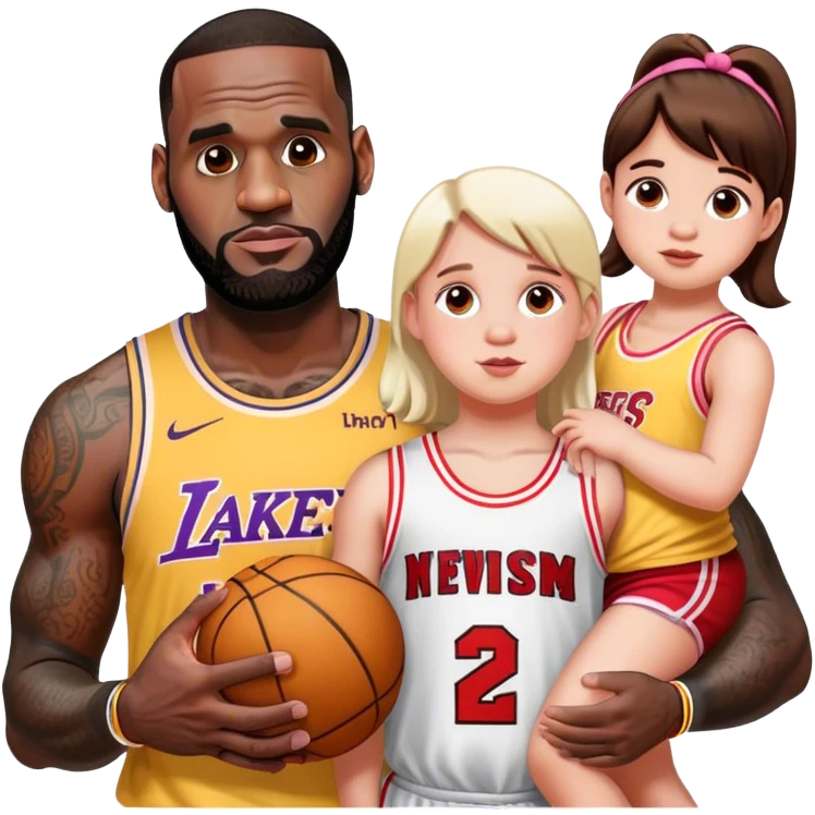 lebron James with little girls emoji