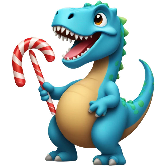 dinosaur holding candycane emoji