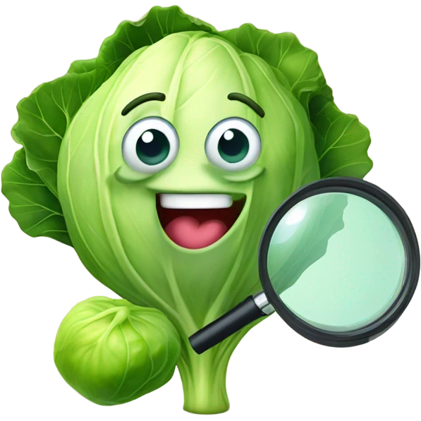 happy cabbage hold magnifying glass emoji
