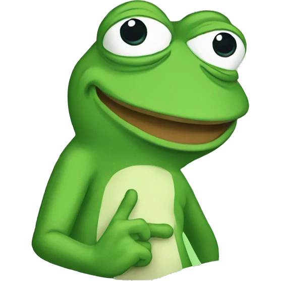 Pepe the frog in full growth points with his finger emoji