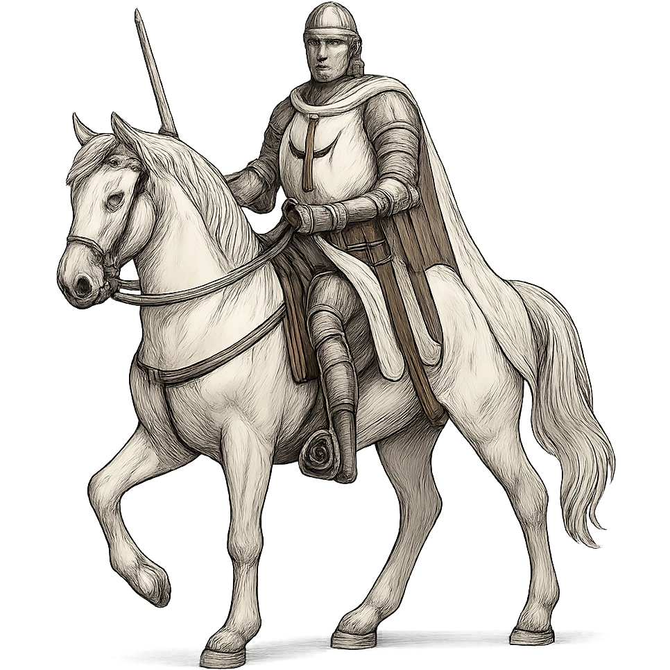 a white knight in shining armor riding a white horse, heroic, elegant, clean background emoji