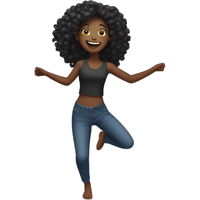 Black girl with long hair dancing emoji
