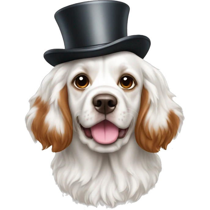 clumber spaniel wearing a top hat emoji