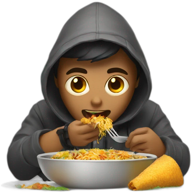 hacker eating biryani and coding emoji