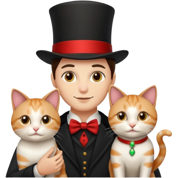 magician couple and their pet cat emoji