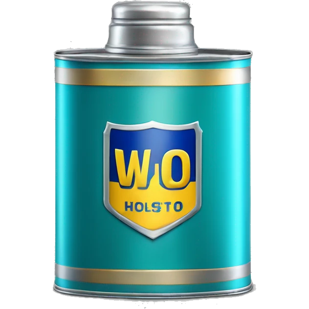 Realistic metallic turquoise oil can of WD40 isolated.  emoji