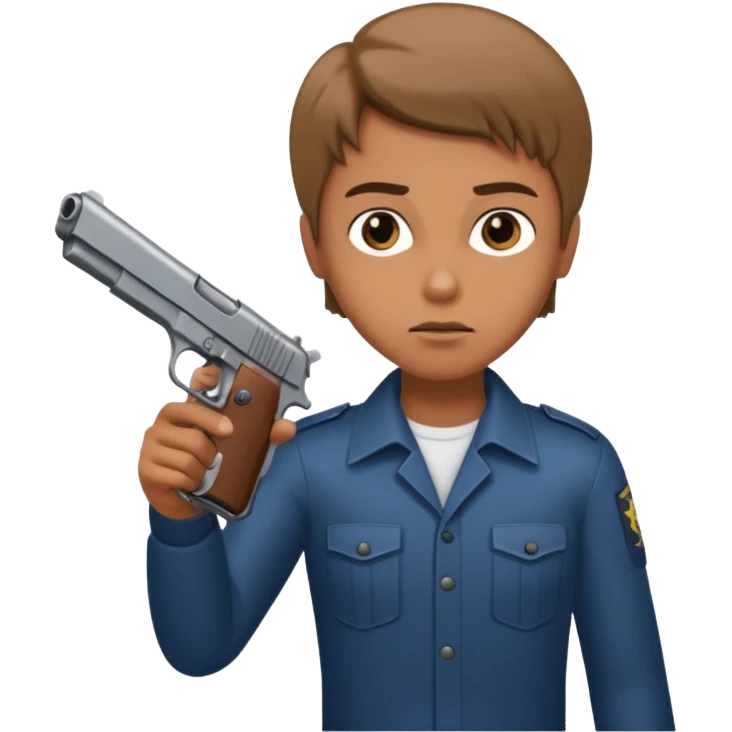 Quiero una carita fachera con una pistola automática en la mano emoji