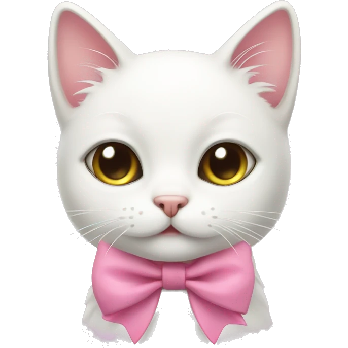 Cute White Cat With Pink Bow emoji
