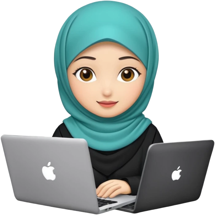 hijab cute girls with labtop emoji