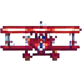 two happy people waving from a biplane, pixel art style emoji