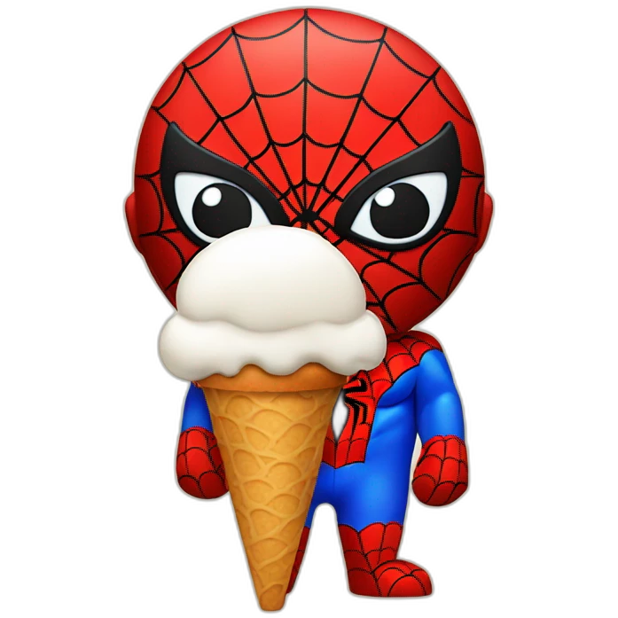 Spiderman with ice cream emoji