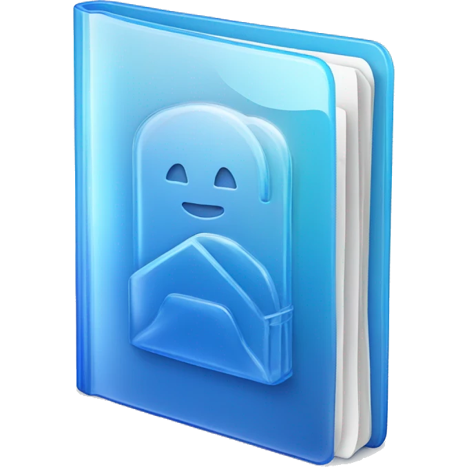 3d glass icon folder with documents in blue color, with ARCHV on the front emoji