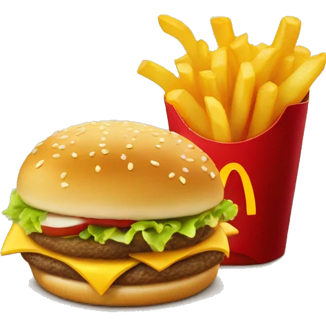 McDonald's Menu With Fries and beverage and cheeseburger emoji