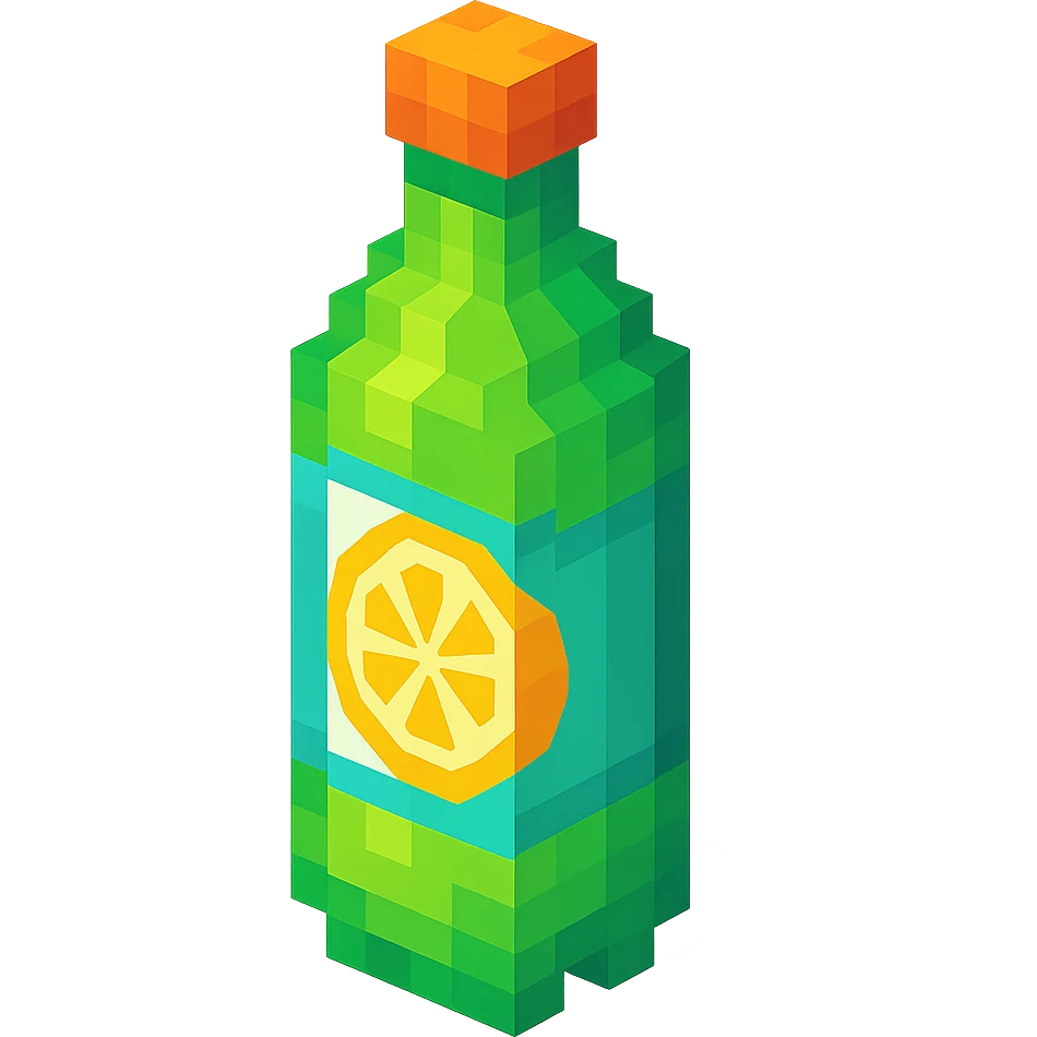 Borjomi lemonade bottle with a lemon slice on the label emoji
