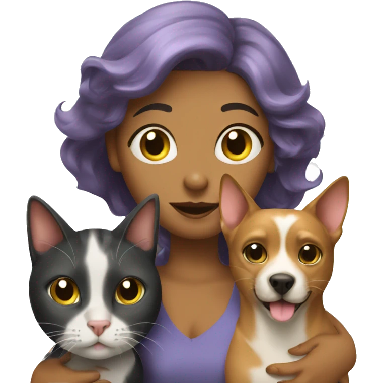 cat with women and dog emoji