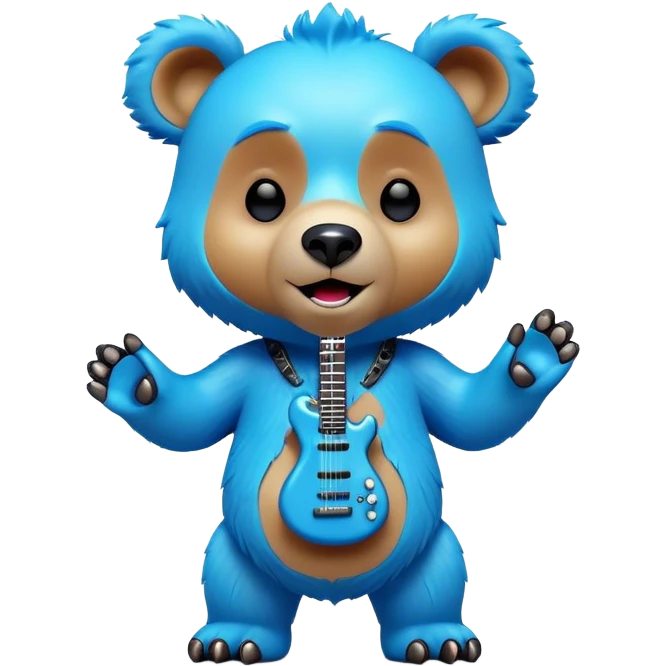 3D, adorable little Pixar style blue neon punk bear singing, ultra detailed, each lash, eye, and strand of fur is shown in stunning detail as though captured in a timeless photograph, rich textures, visually rich, so lifelike it feels like it could leap off the page at any moment emoji