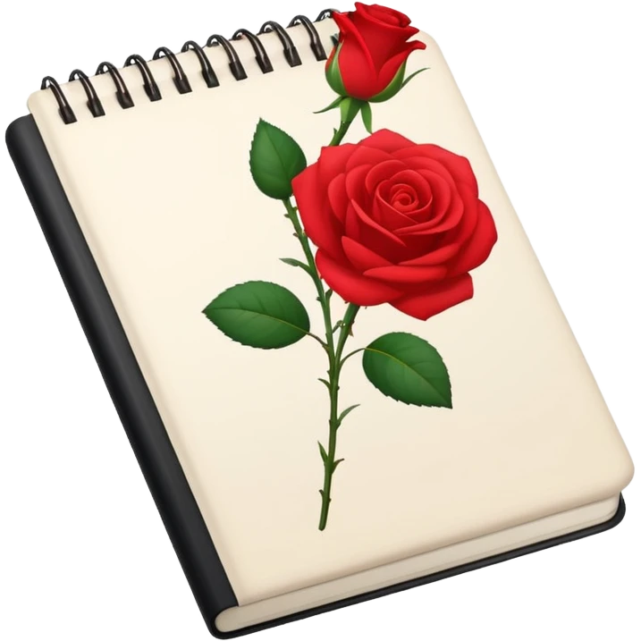 notebook  and rose emoji