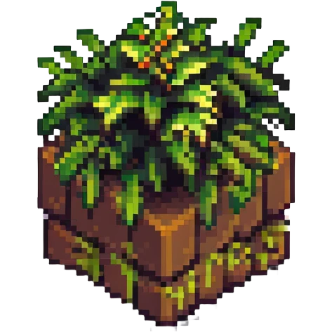 Minecraft grass block, square shape, brown and green, smooth, isometric emoji
