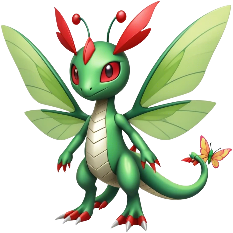 Cute Cool Edgy Shiny Futuristic Ethereal Legendary Kartana-Digimon-Schyther-Flygon-hybrid full body with butterfly wings emoji