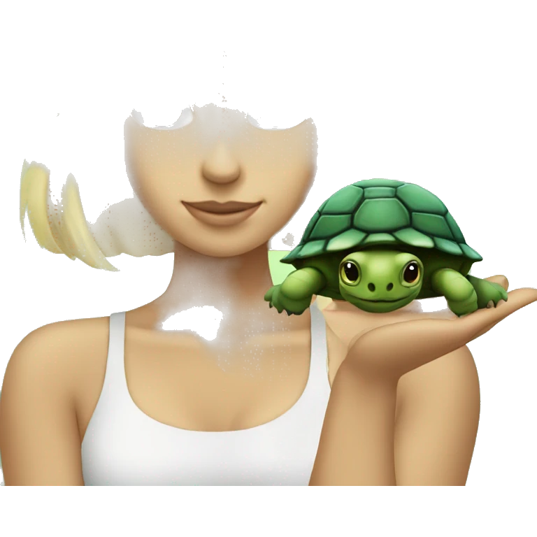 turtle in the hands of a blonde emoji