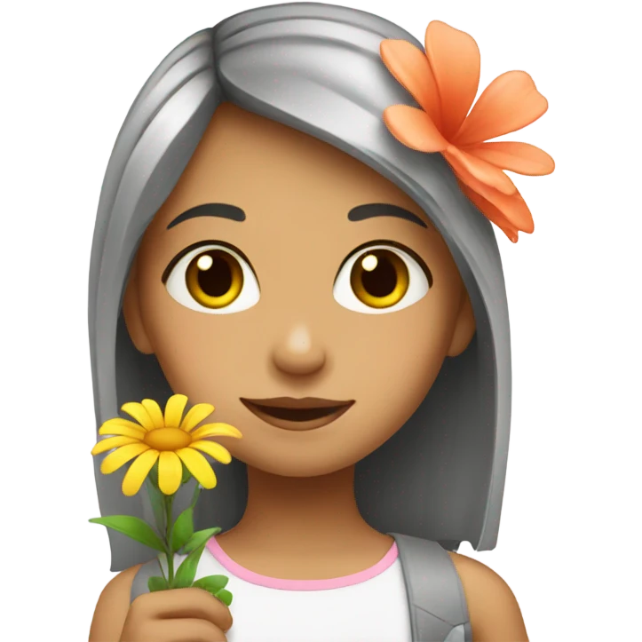 Girl with flower emoji