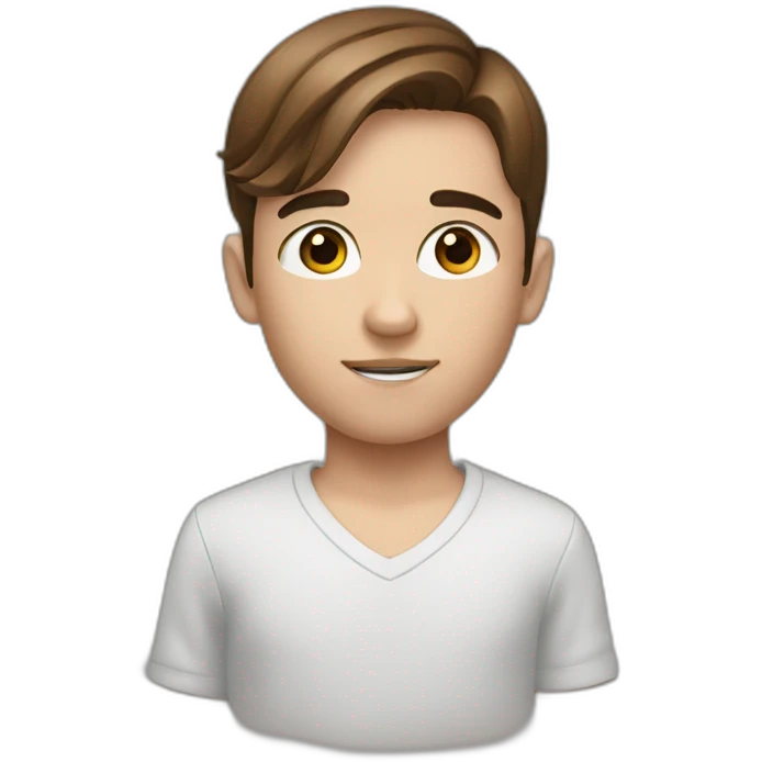 Boy with brown hair and helix earring and pens on eye brow emoji