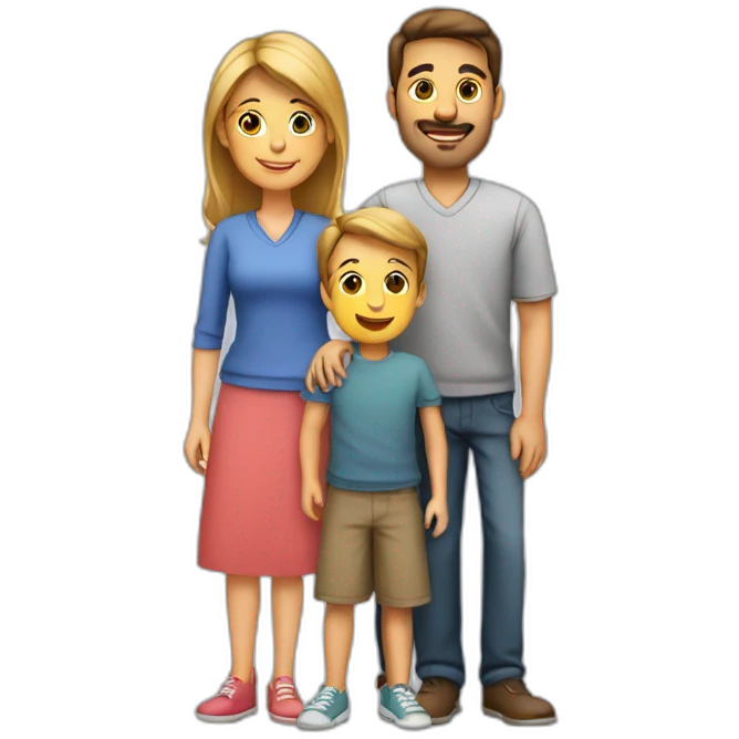 Family with 4, father, mother, teenager boy, small girl emoji