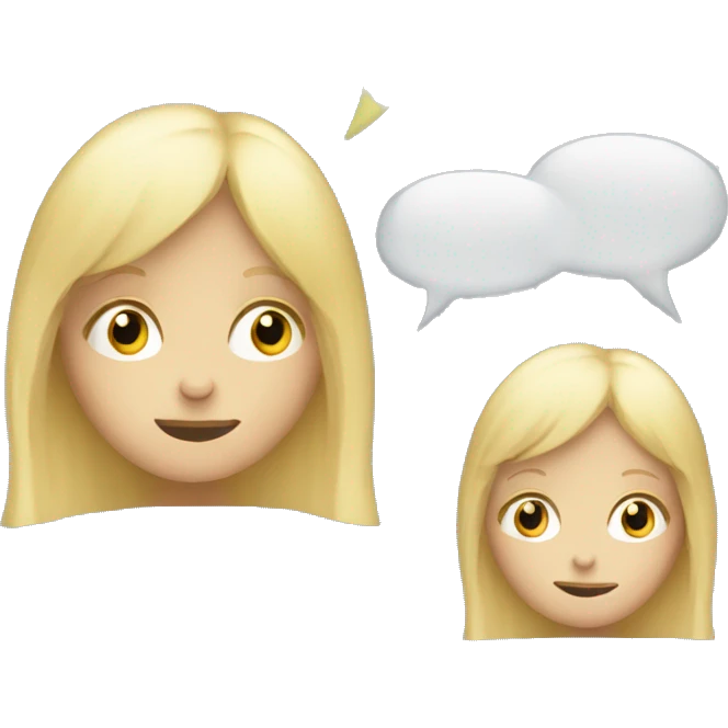 talking blond child with two speech bubbles near emoji