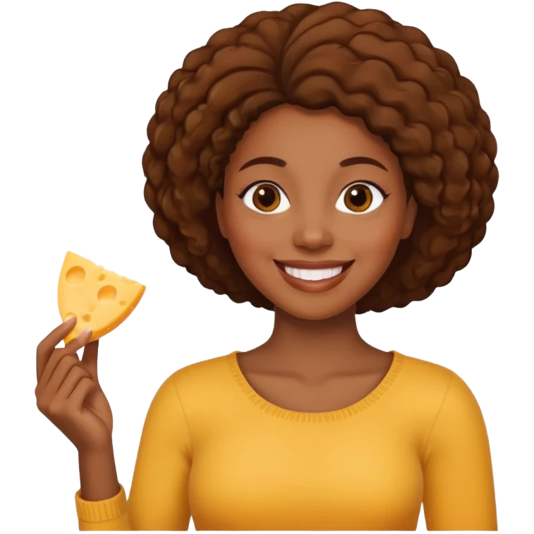 black woman holding cheese piece emoji