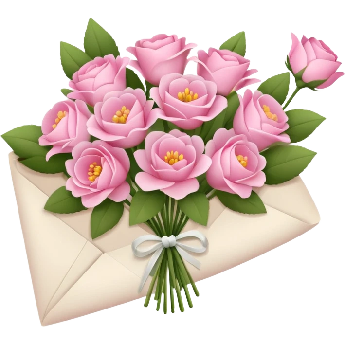 ی کاغذ وسط دسته گل صورتی emoji