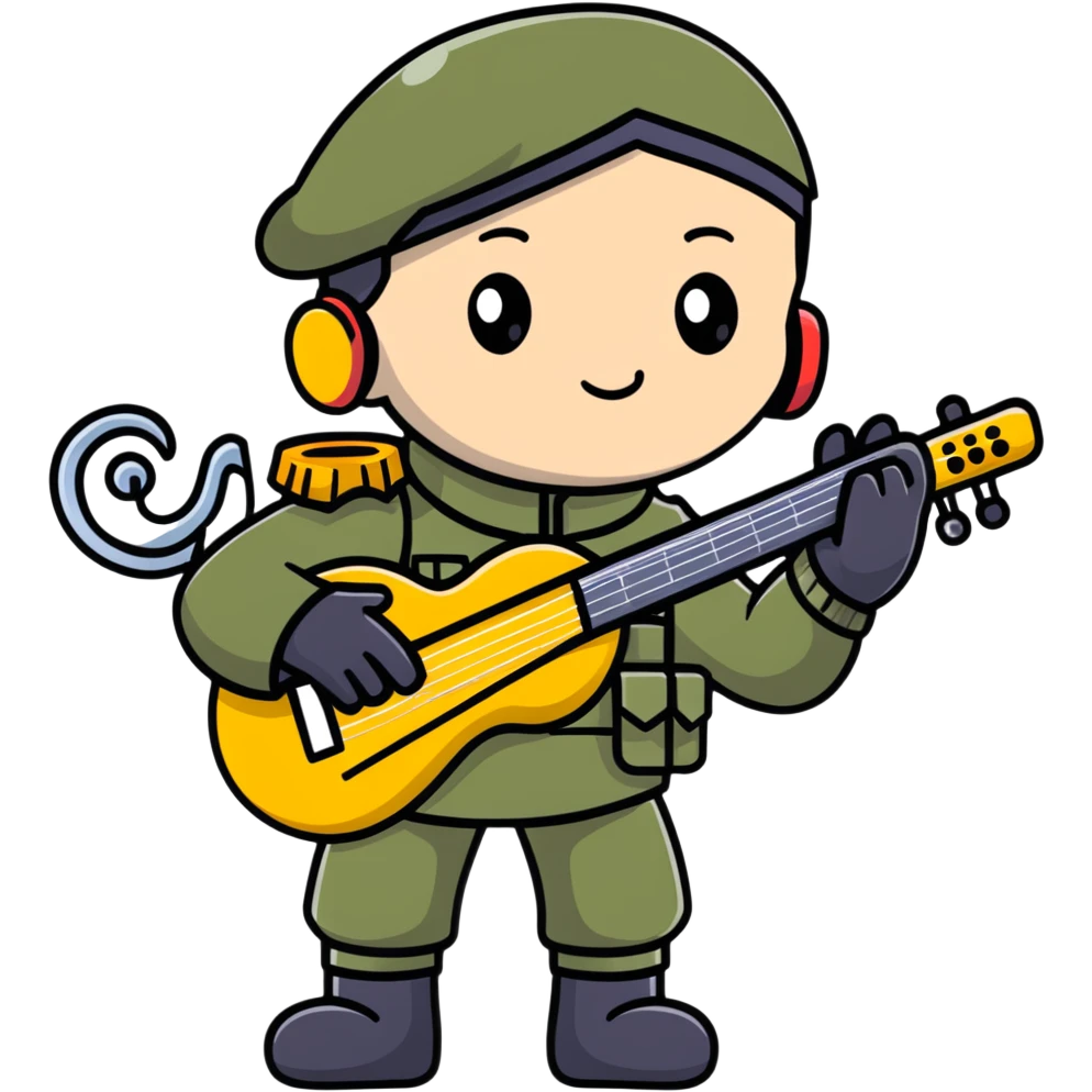 soul soldier character with musical instruments and military-inspired outfit emoji