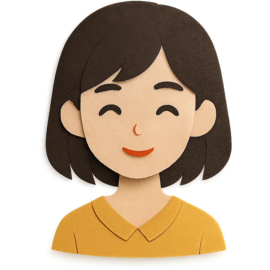 young 20-year-old Japanese girl, paper craft style emoji