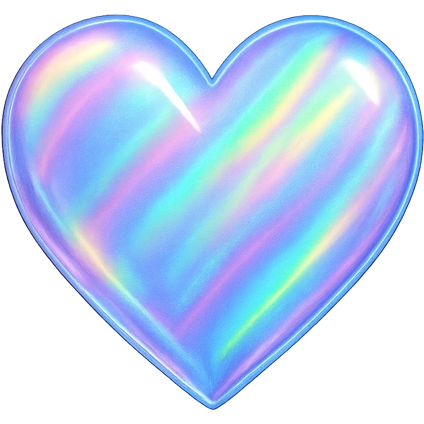 heart with a holographic shimmer, digital illustration style, no background emoji