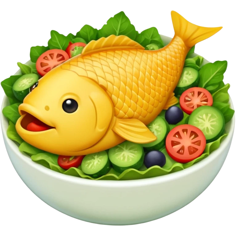 buatkan emoji salad namun berbentuk ikan 🐟 yang chubby untuk discord emoji tentang mancing emoji