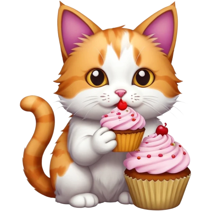 Cat eating cupcakes  emoji