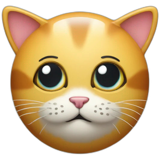 3d sphere with a cartoon cat skin texture with big confident eyes emoji