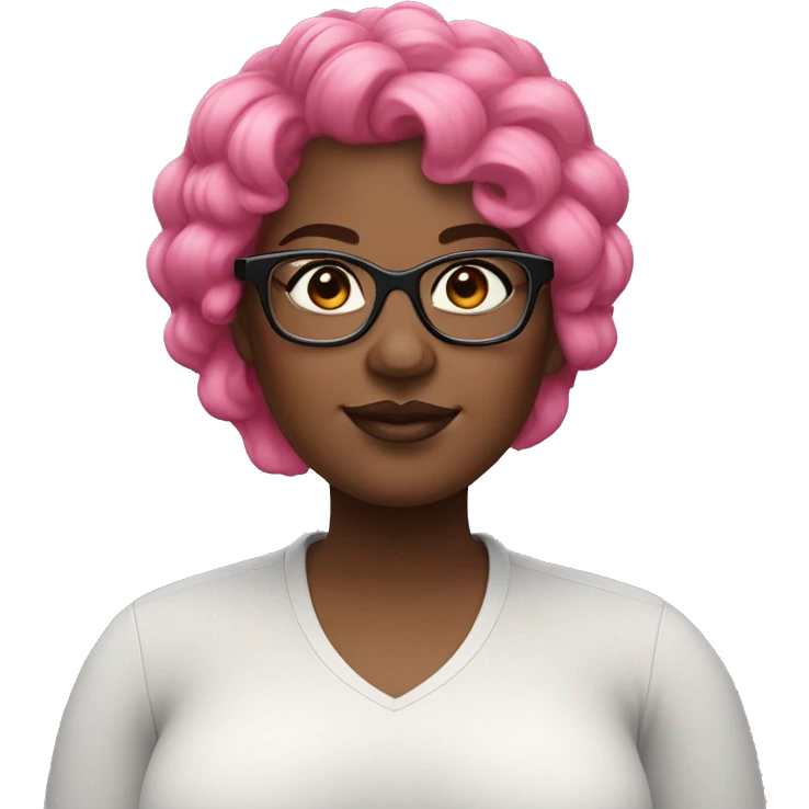 Plus size black woman with pink hair, a black mole, and colorful eyeglasses  emoji