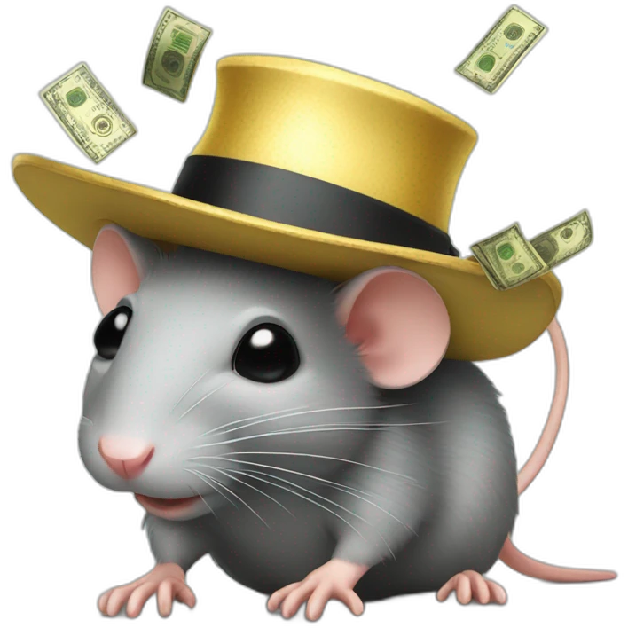 Rat with money and hat emoji