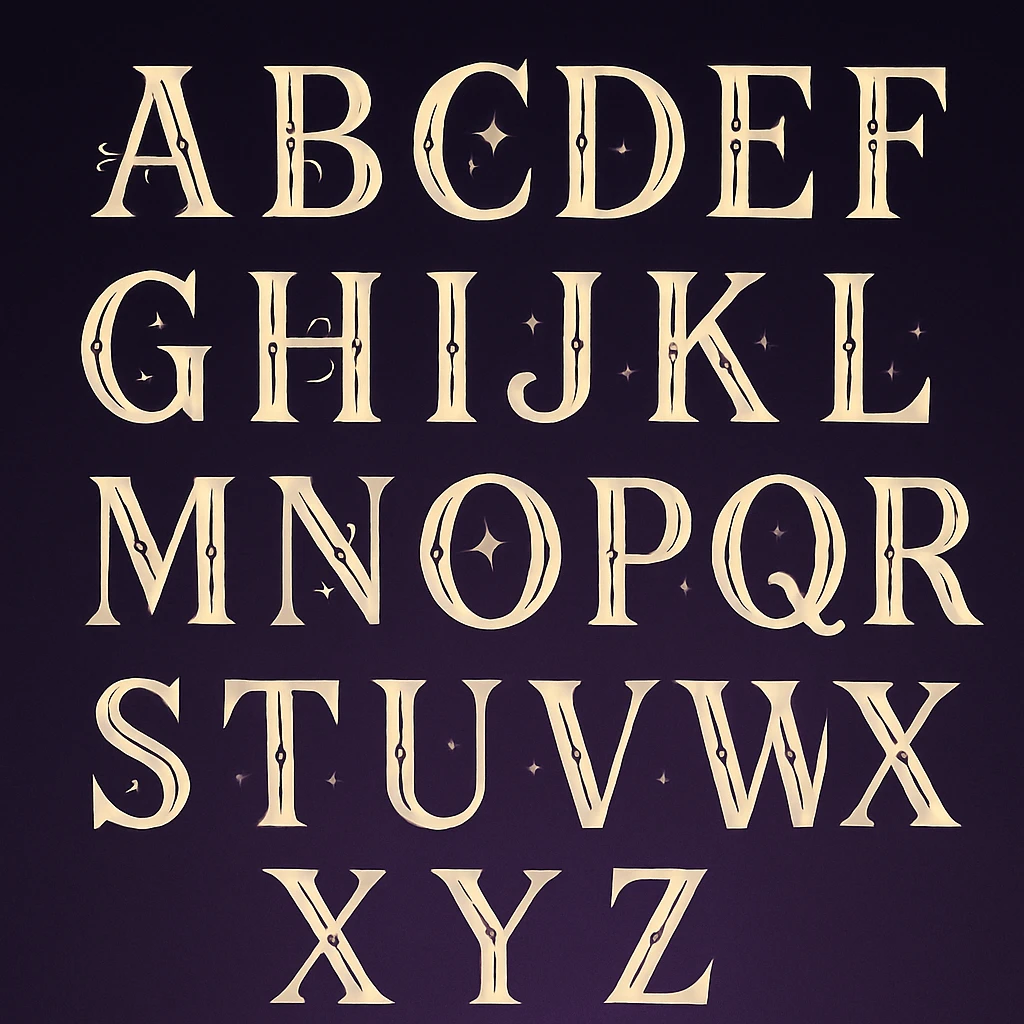 letters in tarot aesthetics with a dark purple gradient to light purple background emoji