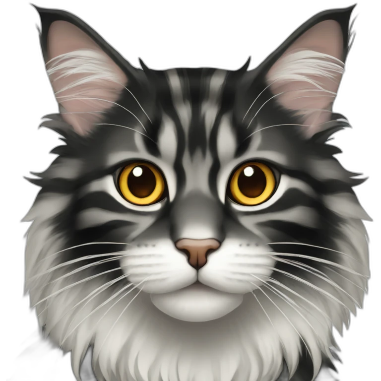 Black and white striped Maine coon with Amber eyes emoji