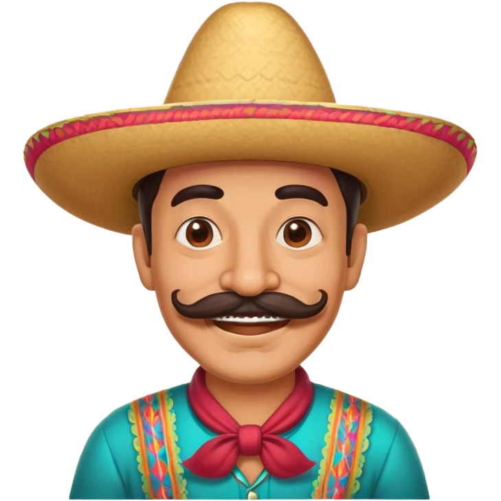 funny Mexican character with a big mustache and sombrero, smiling emoji