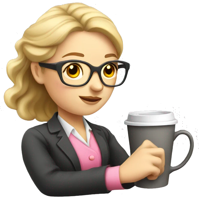 Russian Pink Teacher  with coffee cup emoji