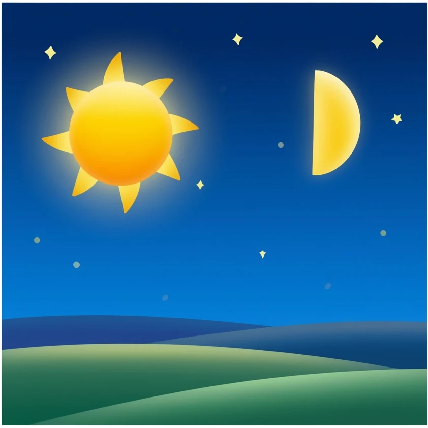 Blue yellow sun moon emoji