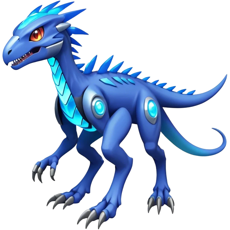 Shiny Futuristic Celestial Fakemon-Pokemon-Digimon-Spectrobes-Raptor-fusion, full body, four legs emoji