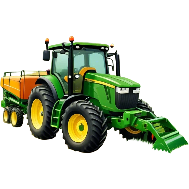 Howard EHD 180 (2019) – Cinematic-realistic John Deere 6155M tractor towing a Howard EHD 180 slasher, its green and yellow frame cutting through thick overgrown paddocks. The bright orange slasher spins rapidly, clearing a wide path of grass as birds scatter into the air emoji