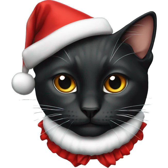 Schwarze Katze mit Weihnachtsmütze emoji