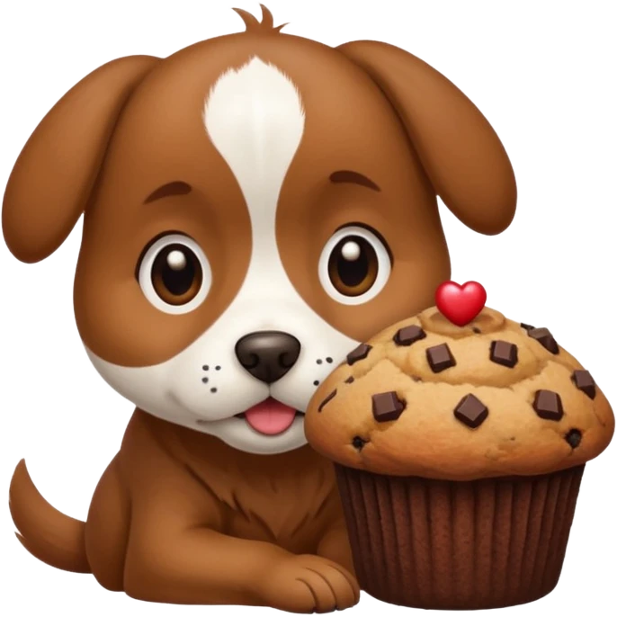 a dog sniffing a muffin emoji