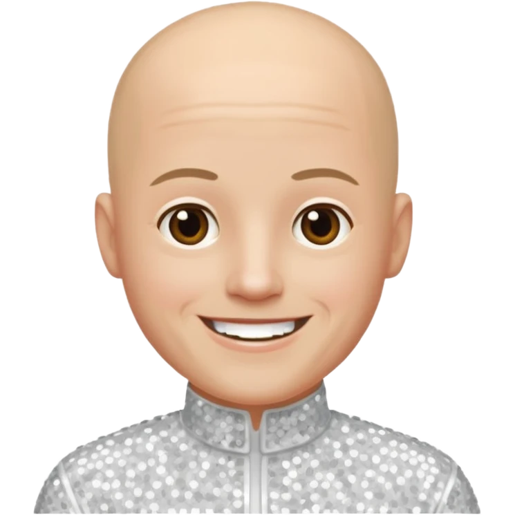 John Hendy from East 17 with light skin, bald head, white sequin outfit emoji