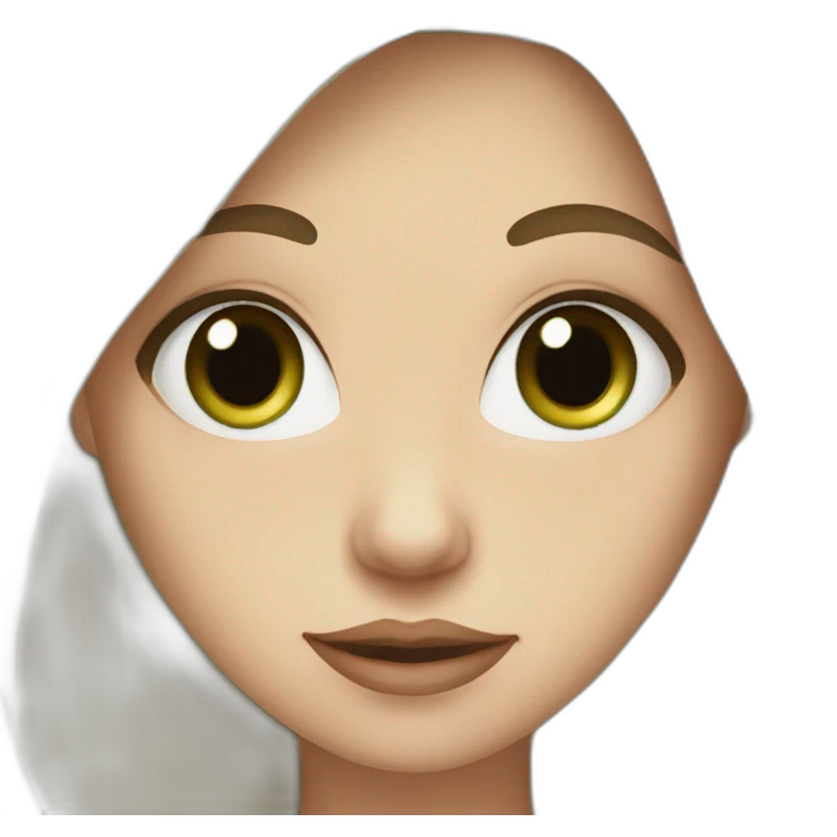White girl with Green eyes and long chocolate hair emoji