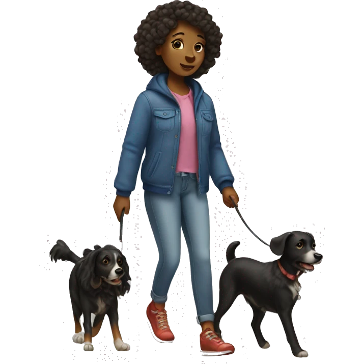 black girl walking dog emoji